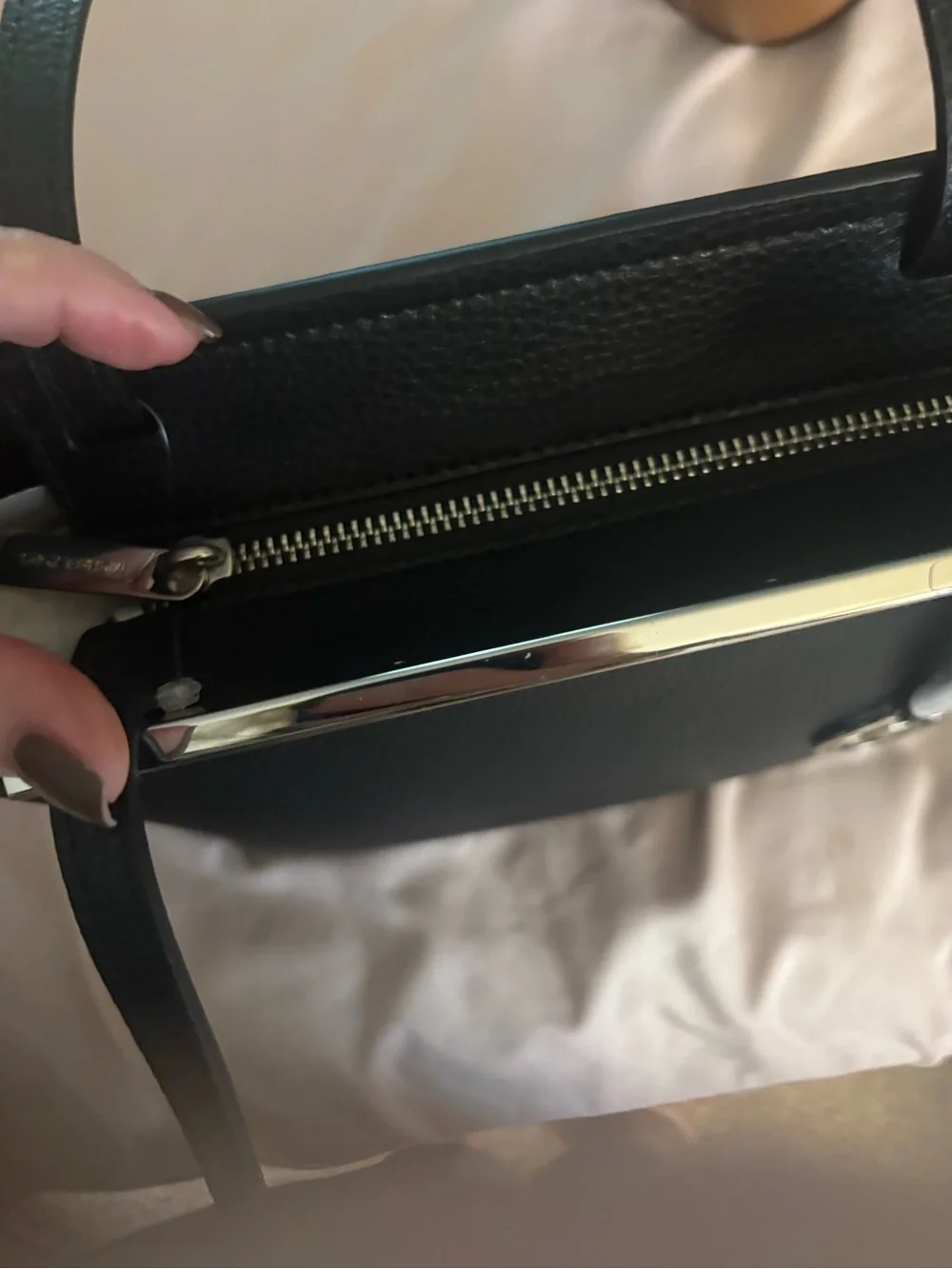 Michael Kors Black Pebbled Leather Tote with MK Charm